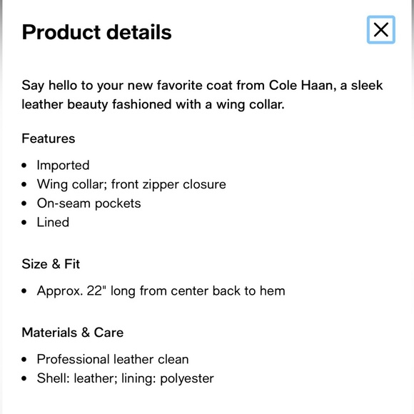 Cole Haan Women's Wing Collar Leather Coat Black $450 msrp - Picture 6 of 15